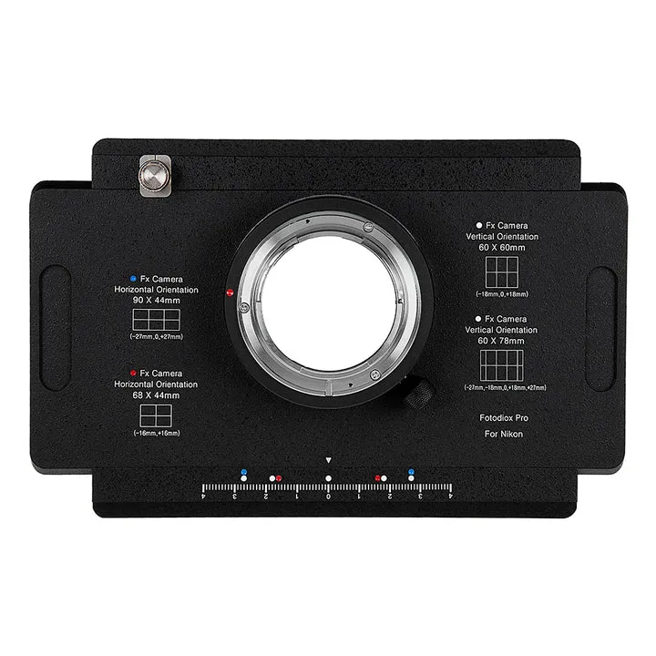 Fotodiox Pro Objectif Adaptateur de monture - Nikon Nikkor F Monture D/SLR vers Grand Format 4x5 View Appareils Photo avec a Graflok Rear Standard (avec Shift / Stitch Adaptateur) (NikF-4x5-Pro)