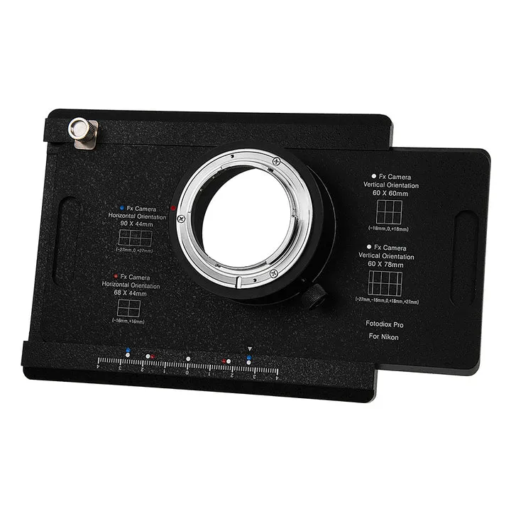 Fotodiox Pro Objectif Adaptateur de monture - Nikon Nikkor F Monture D/SLR vers Grand Format 4x5 View Appareils Photo avec a Graflok Rear Standard (avec Shift / Stitch Adaptateur) (NikF-4x5-Pro)