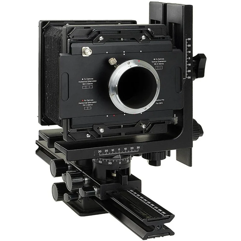Fotodiox Pro Objectif Adaptateur de monture, Fujifilm G-Mount GFX Back vers Grand Format 4x5 View Appareils Photo avec Graflok Rear Standard (avec Shift / Stitch Adaptateur) (4x5-GFX-Pro)