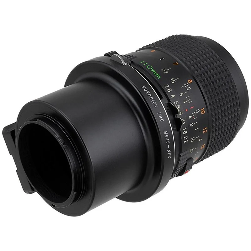 Fotodiox Pro Objectif Adaptateur de monture - Mamiya 645 (M645) Monture Objectifs à Sony Alpha E-Mount (M645-SnyE-Pro)