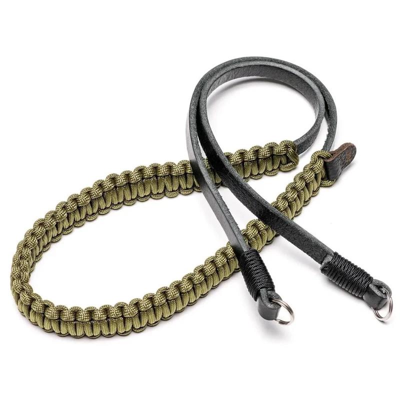 Leica 18896 Sangle en paracorde fabriquée par COOPH noir/vert olive 126 cm