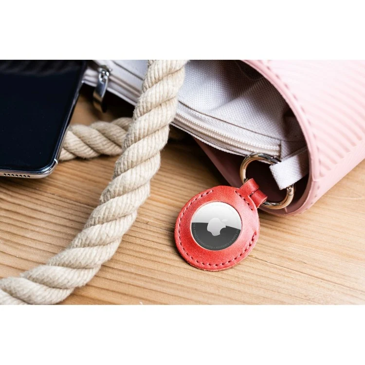 FIXED en Cuir Étui pour AirTag rouge