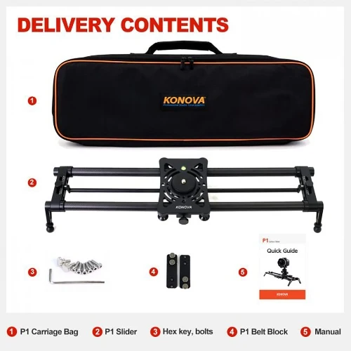 Konova P1 60cm Curseur de Caméra en Carbone (avec KMS-S3)