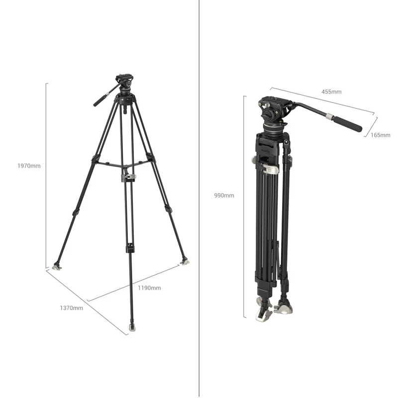SmallRig 3989 Heavy-Duty Carbon Fiber Trépied Kit AD-100