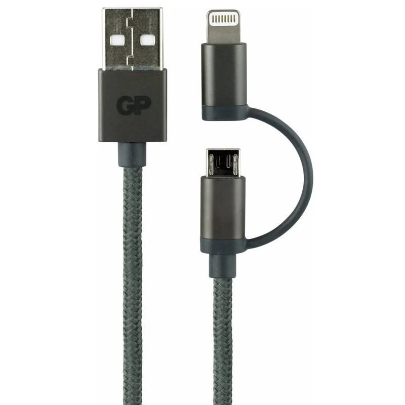 GP Câble de charge et de synchronisation CB03, connecteur Micro USB + Lightning 2 en 1