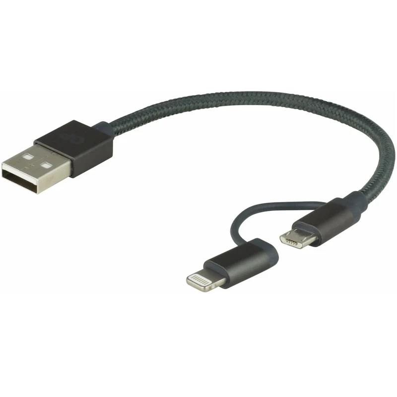 GP Câble de charge et de synchronisation CB03, connecteur Micro USB + Lightning 2 en 1