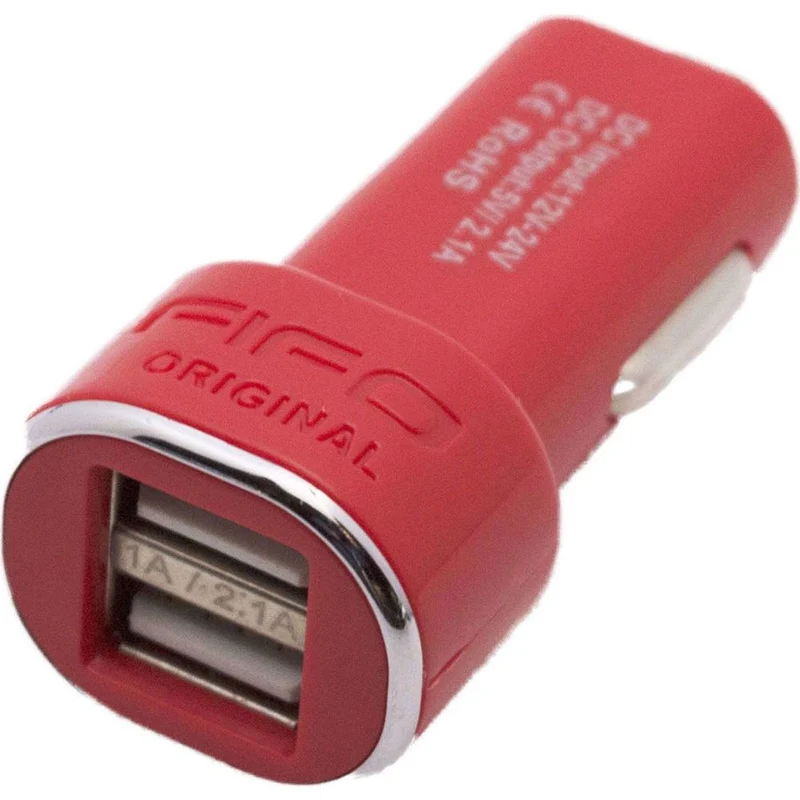 FIFO Dual Voiture Chargeur USB Rouge (sans Câble) (47207 rouge)