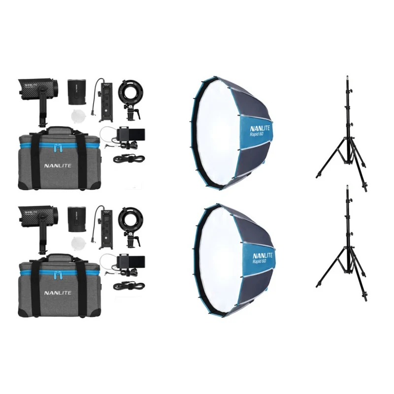 Nanlite Forza 60 II Kit double LED (avec pied d'éclairage et boîte à lumière)