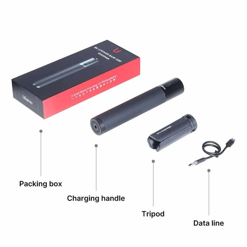 Ulanzi BG-3 Trépied Powerbank 10,000mAh + Support de téléphone universel Kamera Express noir