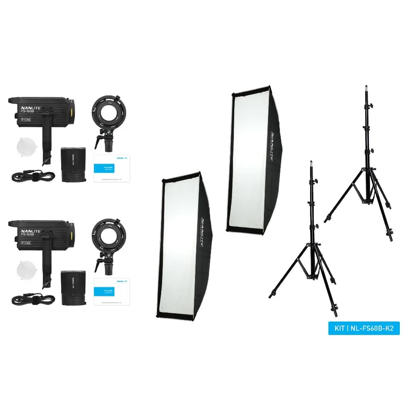 Nanlite FS-60B LED Kit double (avec pied d'éclairage et softbox)