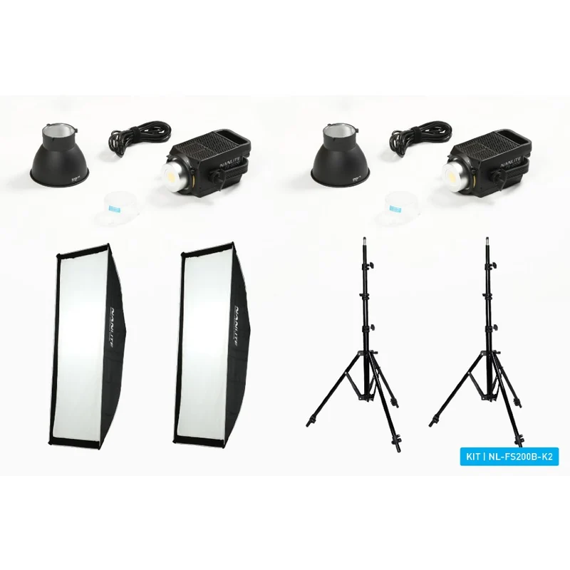 Nanlite FS200 Bi-color LED dual kit (avec pied et boîte à lumière)
