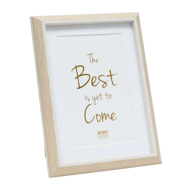 Deknudt Cadre photo en bois clair avec passepoil blanc et passe-partout 13x18 S46WG3