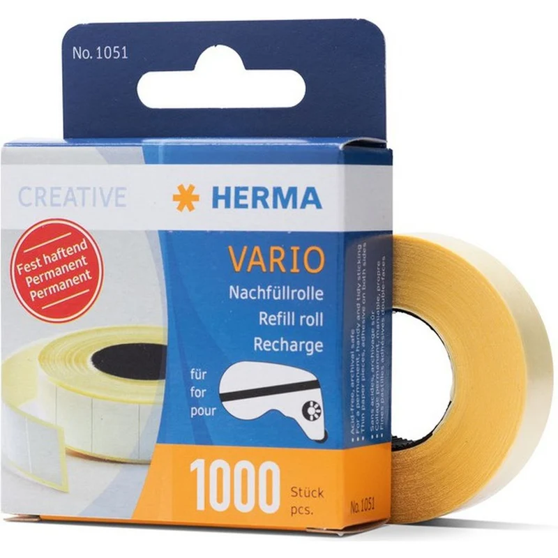 Herma 1051 Vario Rouleau de recharge, adhésif permanent, 1000 fractionnements de photos