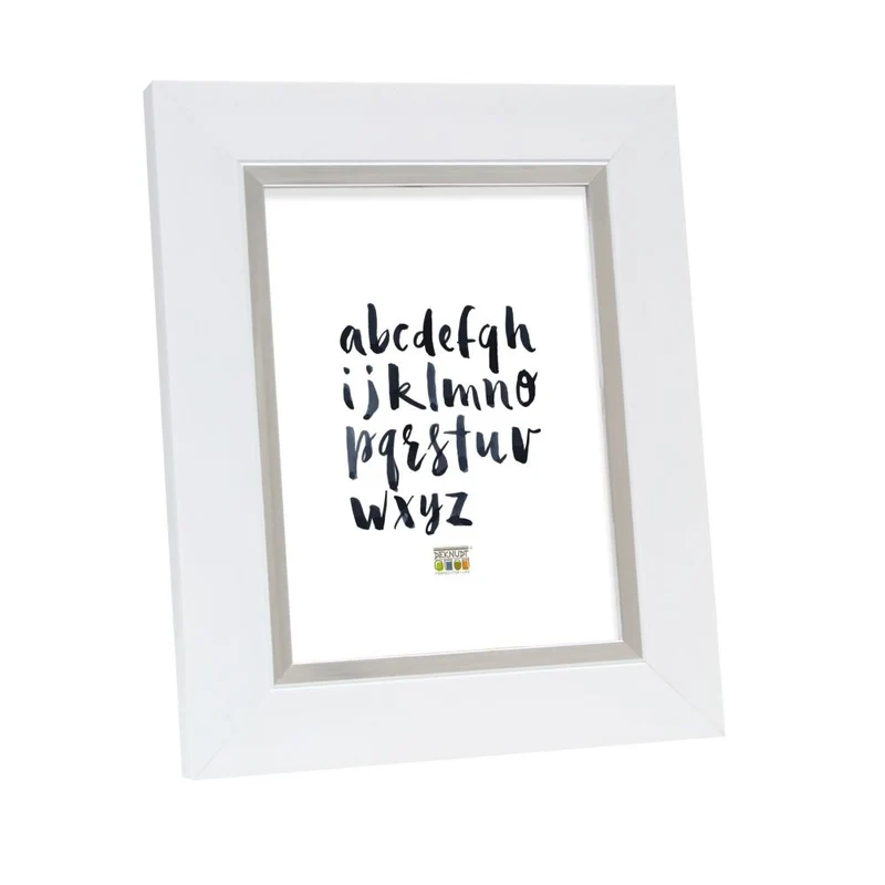 Deknudt Cadre photo en blanc avec bordure argentée 15x15 S41NK1