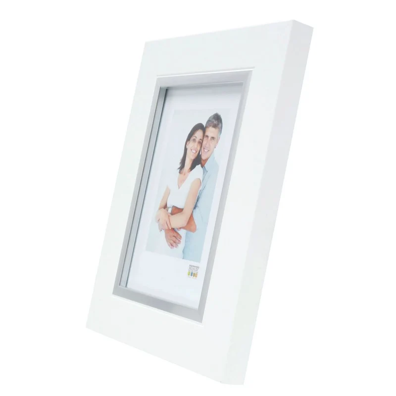 Deknudt Cadre photo en blanc avec bordure argentée 15x15 S41NK1
