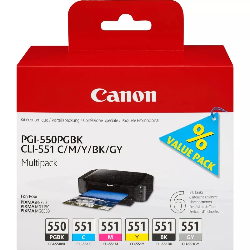 Canon PGI-550/CLI-551 Multipack PGBK/C/M/Y/BK/GY
