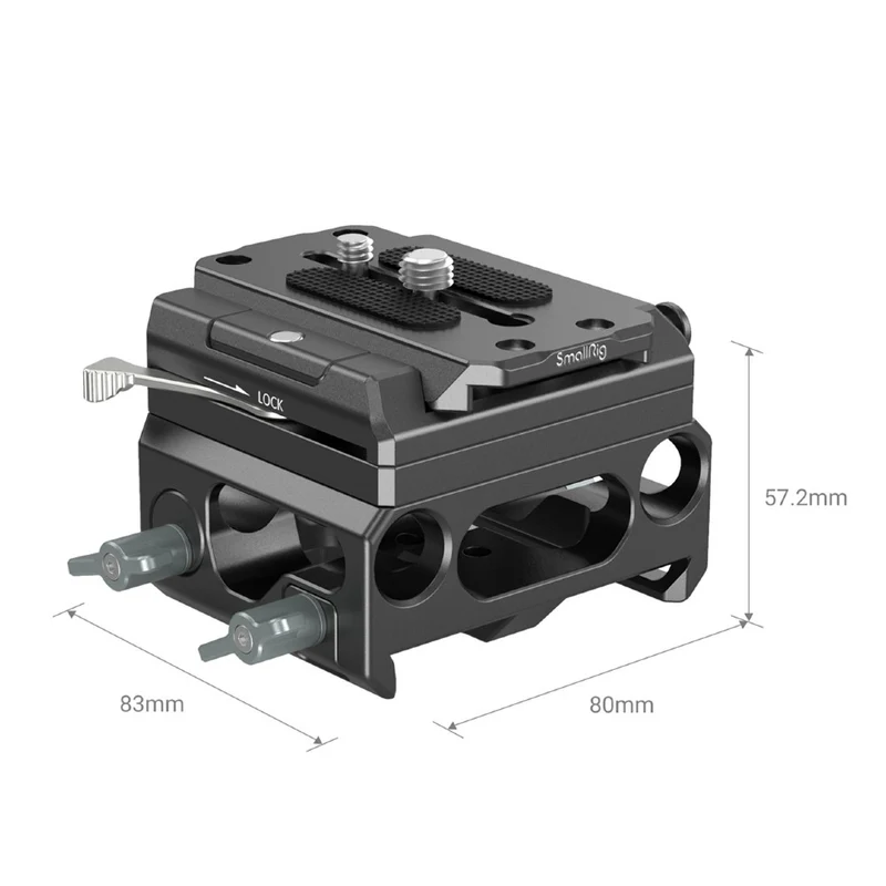 SmallRig 3067 Plaque de base légère avec double pince à tige de 15mm (version en alliage de magnésium)