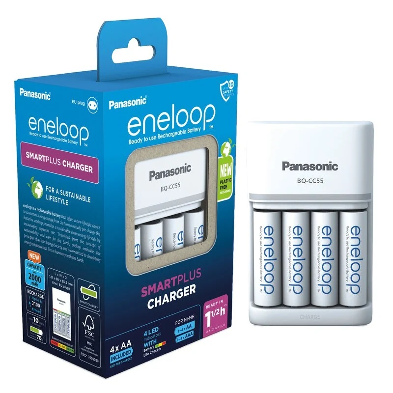 Panasonic Eneloop Chargeur CC55 + 4x AA 2000mAh