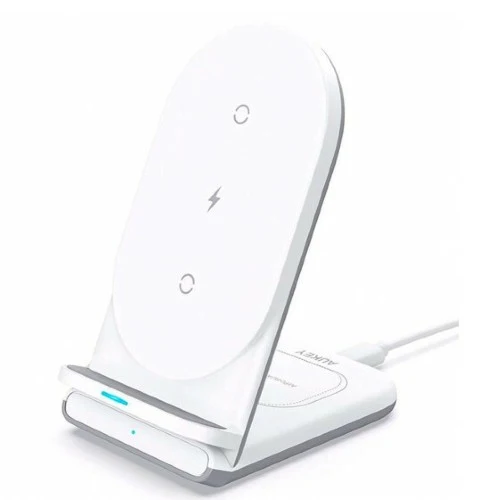 Aukey Aircore Support de recharge sans fil 2-en-1 blanc