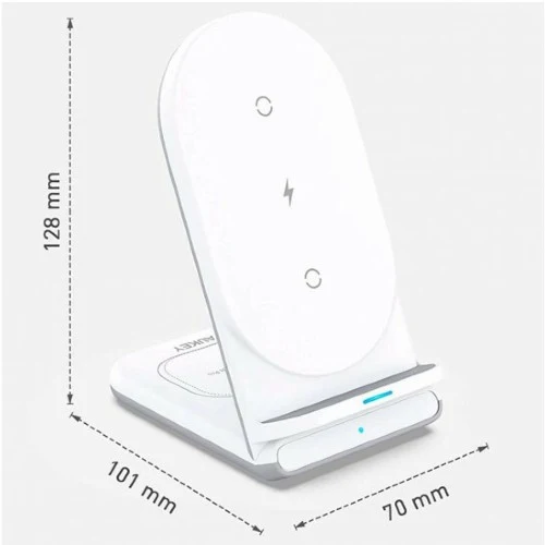 Aukey Aircore Support de recharge sans fil 2-en-1 blanc