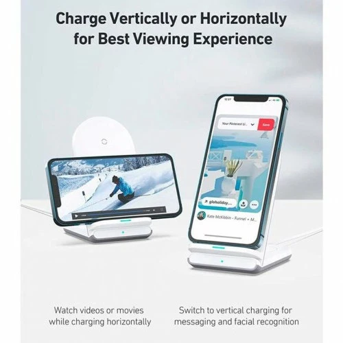 Aukey Aircore Support de recharge sans fil 2-en-1 blanc