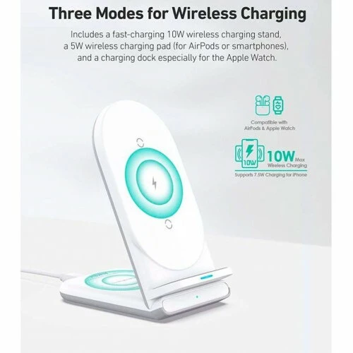 Aukey Aircore Support de recharge sans fil 2-en-1 blanc