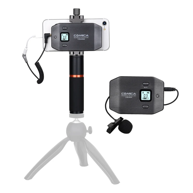 Comica UHF Microphone sans Fil Mini et Flexible 6 Canaux avec Poignée Ordinaire Détachable