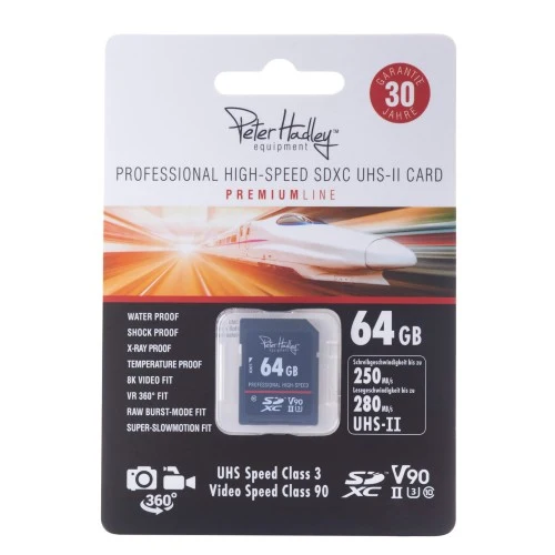 Peter Hadley 64GB SDXC Professionnel Haute Vitesse Classe 10 UHS-2