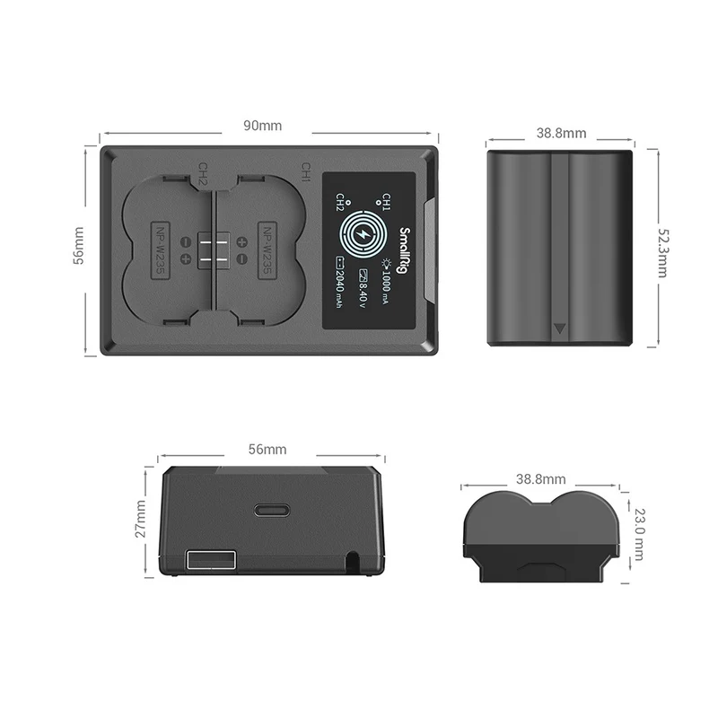 SmallRig NP-W235 Appareil Photo Batterie et Chargeur Kit 3822