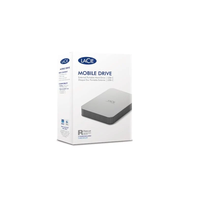 LaCie Mobile Disque 5TB v2 USB-C Moon Argent w/Rescue