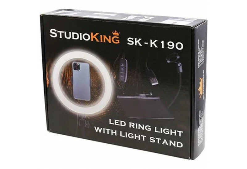 StudioKing LED Vlog Set SK-K190 avec Lampe Annulaire et Support de Micro