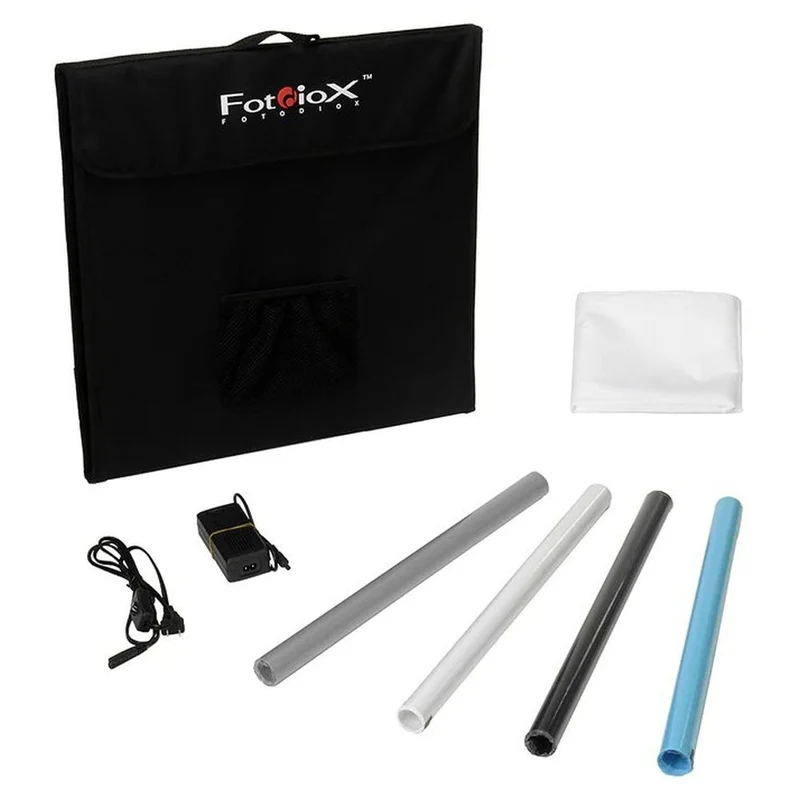Fotodiox Pro LED Studio-in-a-Box pour la photographie de Table - Comprend une tente lumineuse, un éclairage LED intégré, un sac de transport et quatre arrière-plans