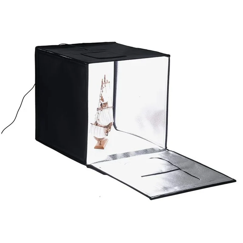 Fotodiox Pro LED Studio-in-a-Box pour la photographie de Table - Comprend une tente lumineuse, un éclairage LED intégré, un sac de transport et quatre arrière-plans