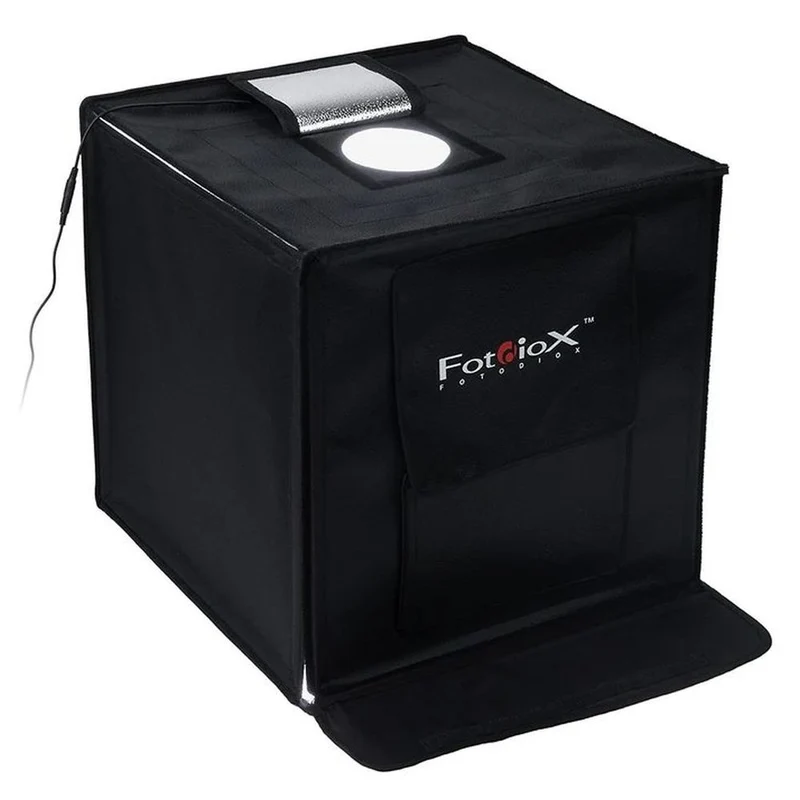 Fotodiox Pro LED Studio-in-a-Box pour la photographie de Table - Comprend une tente lumineuse, un éclairage LED intégré, un sac de transport et quatre arrière-plans