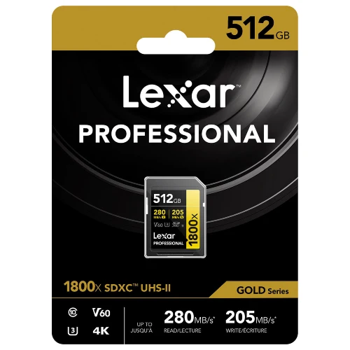 Lexar Professional Or Carte SD UHS-II - R280/W205 MB/s - 512GB - V60