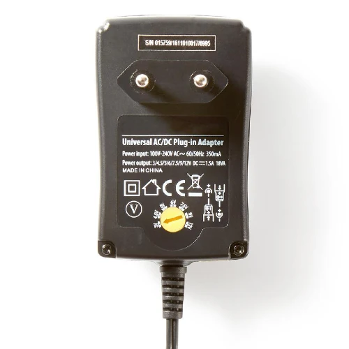 Nedis adaptateur secteur universel 3-12V DC, max 1.5A, 18W