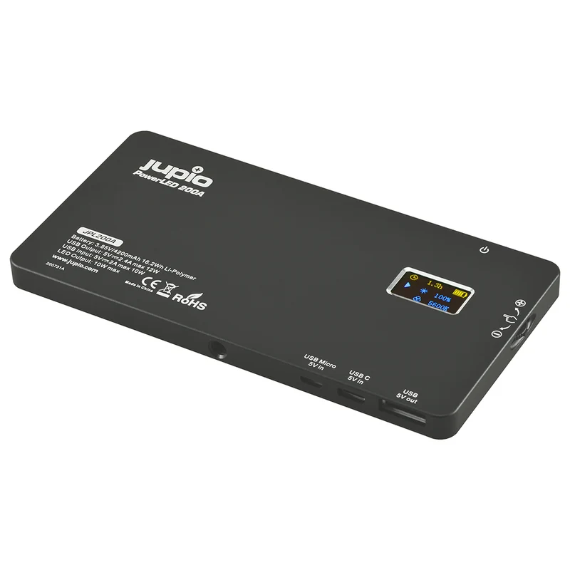 Jupio PowerLED 200 avec Powerbank Aluminium Intégré