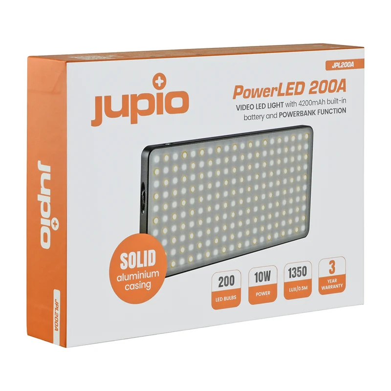 Jupio PowerLED 200 avec Powerbank Aluminium Intégré