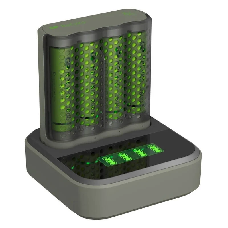 GP Chargeur de batterie USB M451 + 4x piles ReCyko AA 2600mAh + station d'accueil
