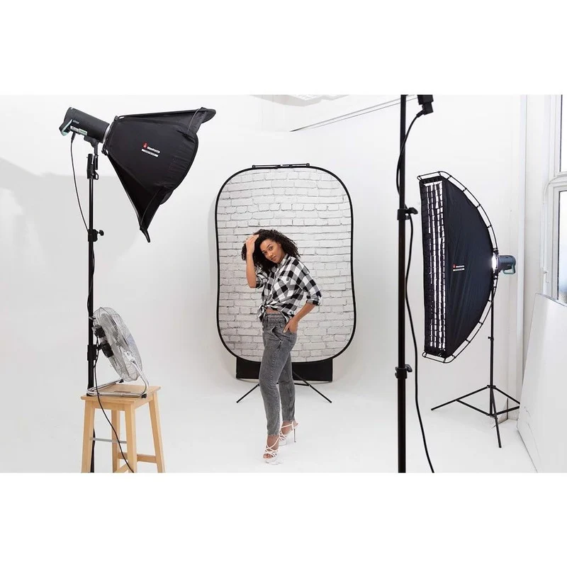 Manfrotto Toile de fond pliante Urban 1,5x2,1m peinte en blanc/gris industriel brique