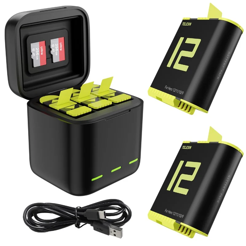 Telesin Boîtier chargeur de batterie Triple + 2x batterie - GoPro 9/10