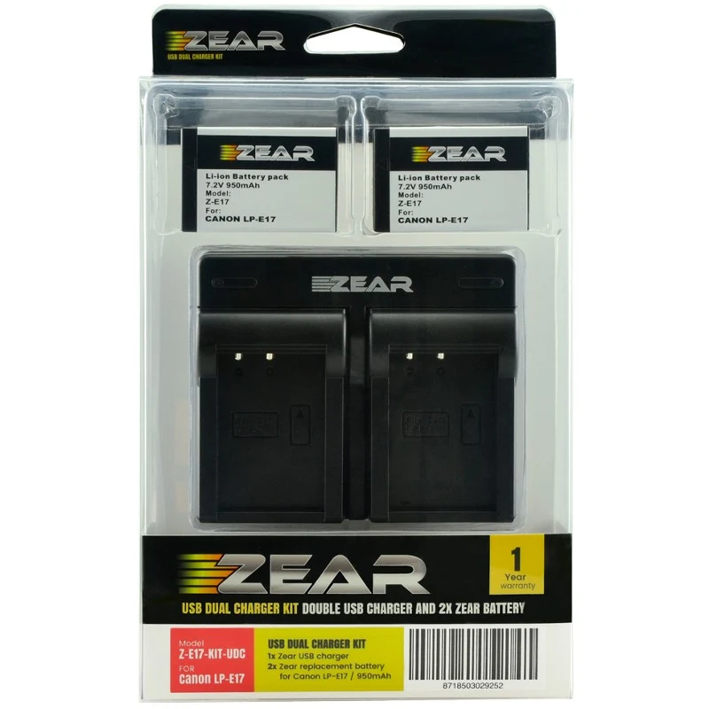 ZEAR Kit Chargeur USB Duo + 2 Batteries LP-E17