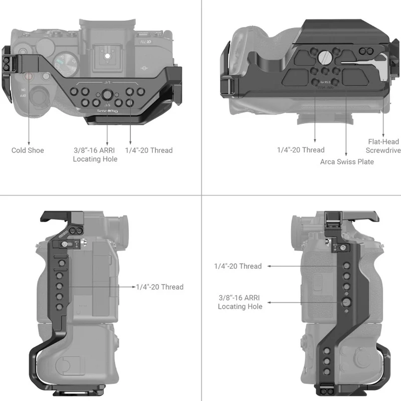 SmallRig 3594 Cage pour Sony Alpha 7S III/Alpha 7 IV/Alpha 7R IV/Alpha 1 avec poignée de batterie VG-C4EM