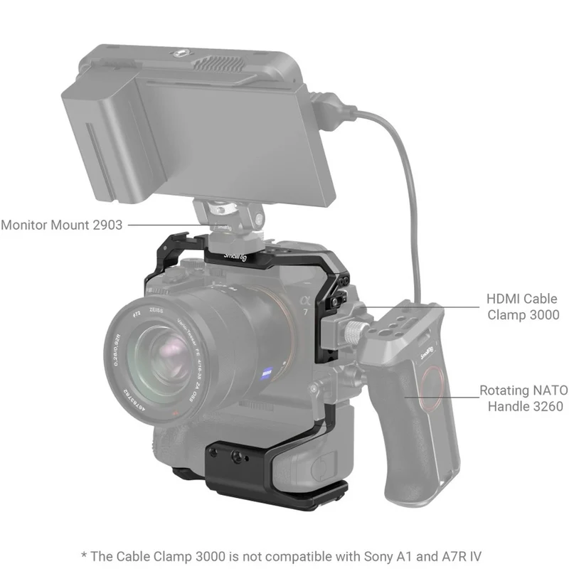 SmallRig 3594 Cage pour Sony Alpha 7S III/Alpha 7 IV/Alpha 7R IV/Alpha 1 avec poignée de batterie VG-C4EM