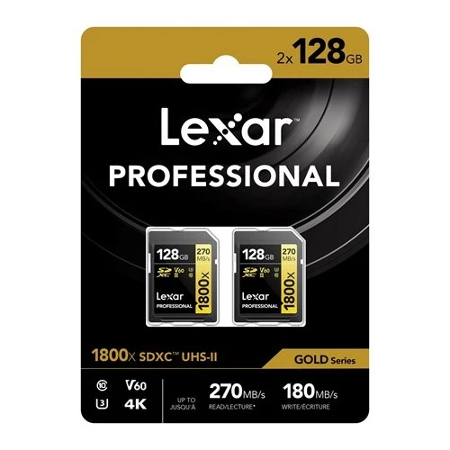 Lexar Professional SDXC 128GB BL 1800x UHS-II V60 Or 2-pack