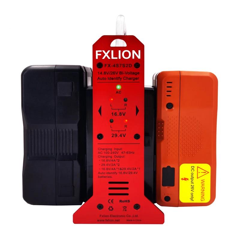 Fxlion FX-PL4S7S2D 14.8V/26V Batterie 2-ch V-Mount Chargeur