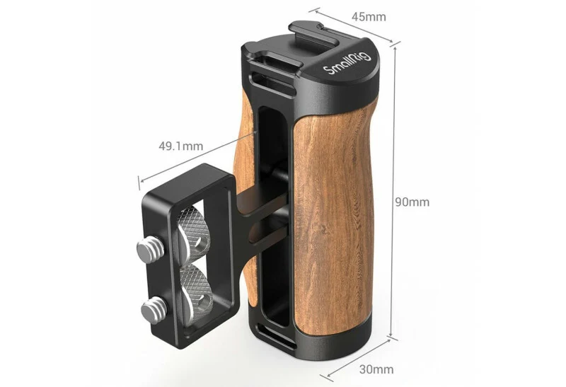SmallRig 2913 en Bois Mini Poignée Latérale (1/4”-20 Vis)