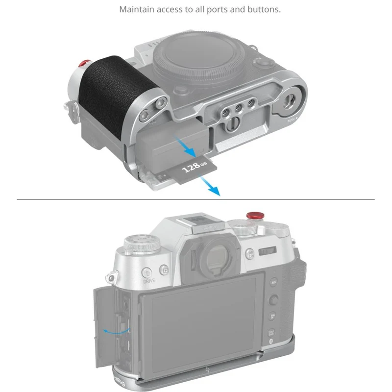 SmallRig 4713C Plaque de Montage en L avec Poignée en Silicone pour FUJIFILM X-T50, Argent