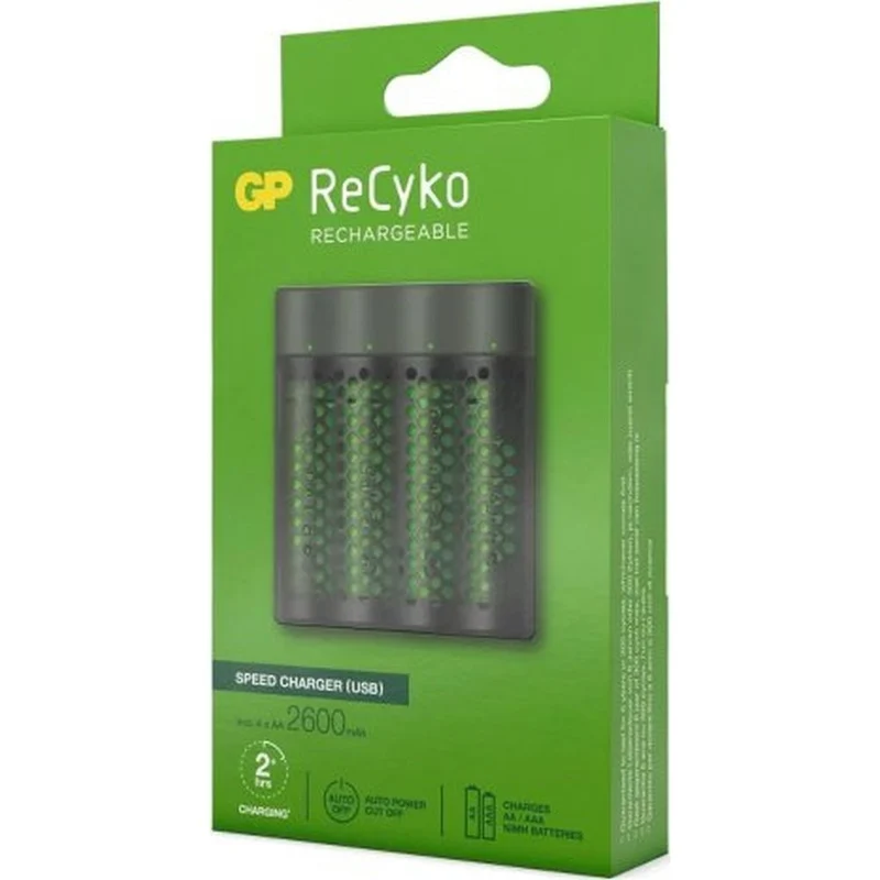 GP Chargeur de Batterie USB M451 Incl. 4 X RECYKO AA 2600 mAh