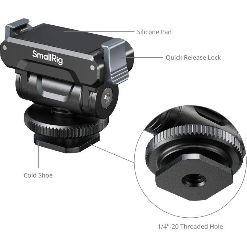 SmallRig 5436 Support à dégagement rapide pour DJI Osmo Action 5 Pro/4/3 avec adaptateur pour griffe porte-accessoires